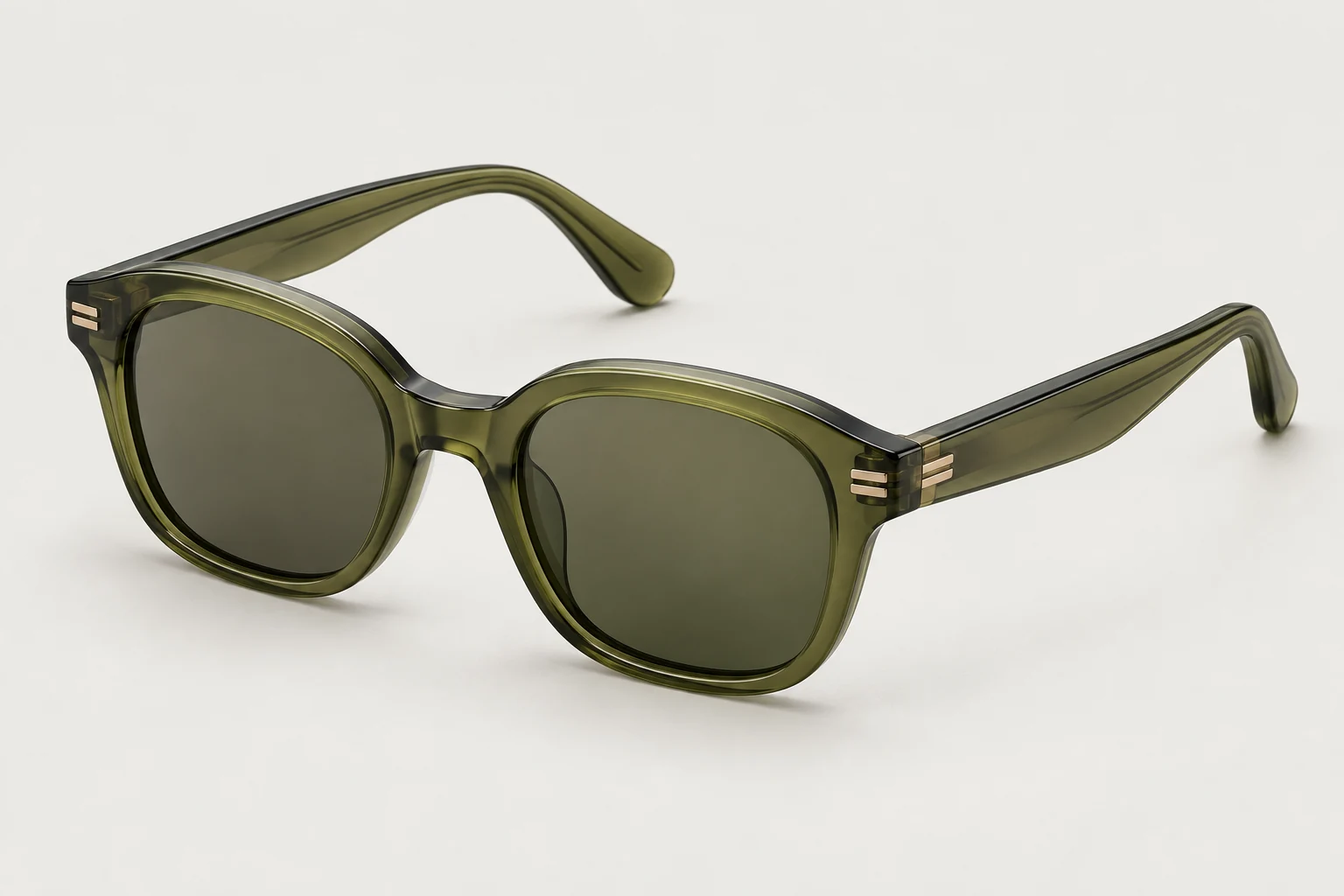 Onda, moss rounded rectangular sunglasses with olive lenses